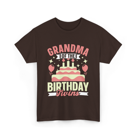 Grandma of the Birthday Twins Celebration T-Shirt - Dark Chocolate