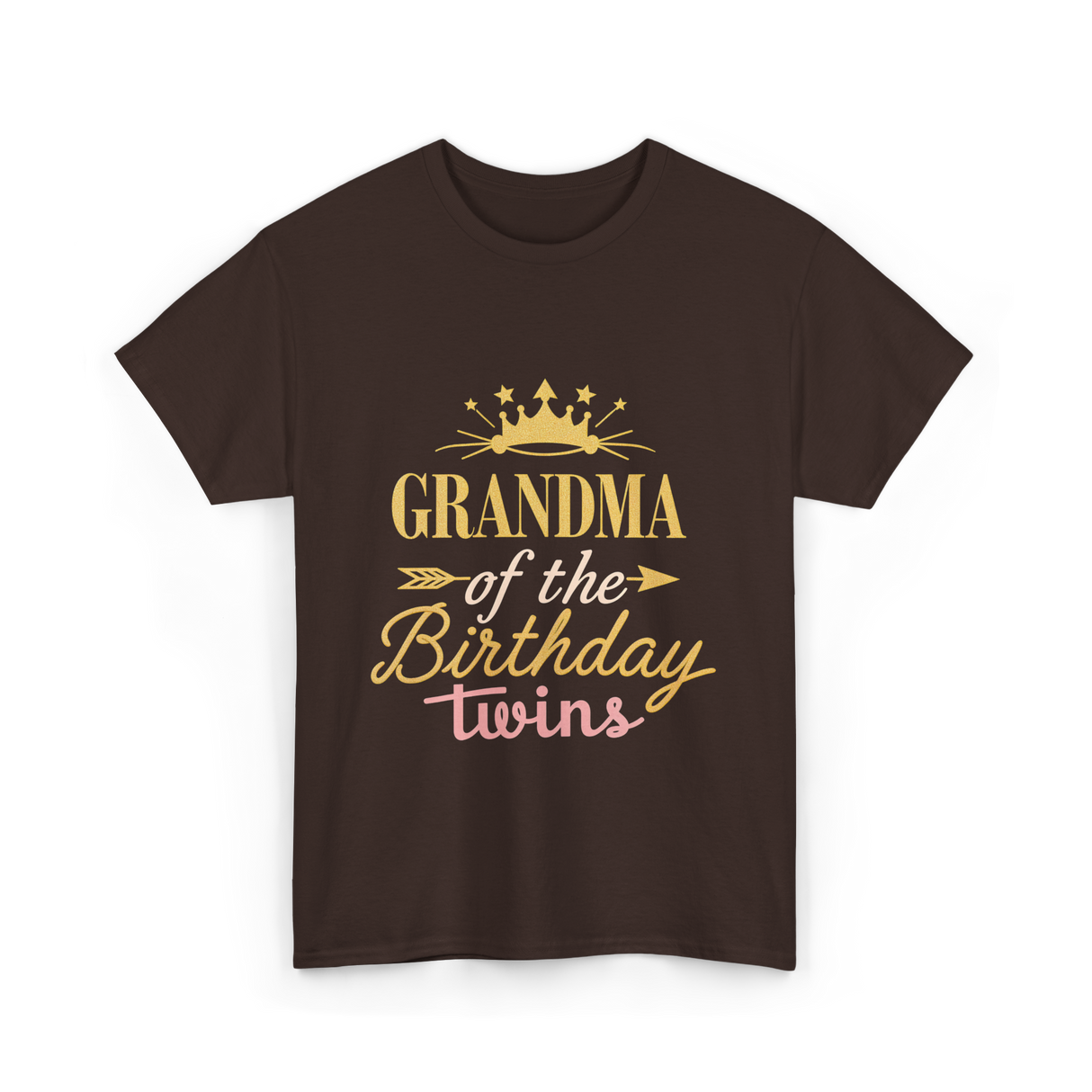 Grandma Of The Birthday Twins Celebration T-Shirt - Dark Chocolate