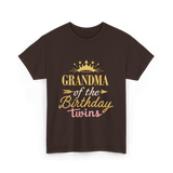 Grandma Of The Birthday Twins Celebration T-Shirt - Dark Chocolate