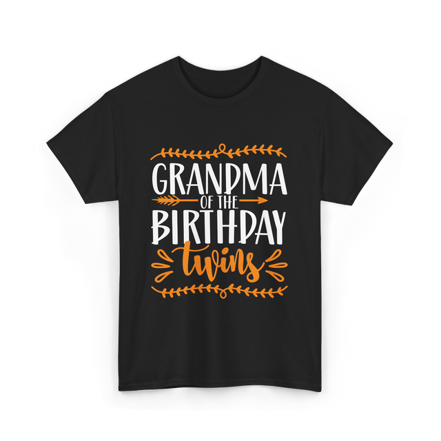 Grandma of the Twins Birthday T-Shirt - Black