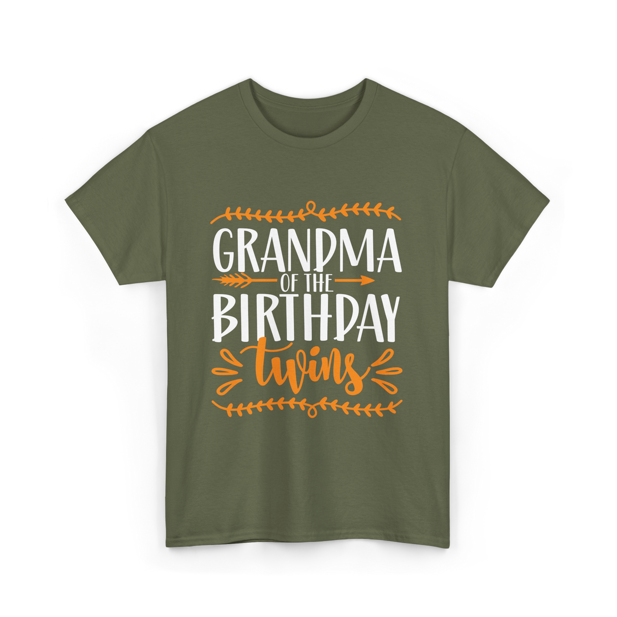 Grandma of the Twins Birthday T-Shirt - Military Green