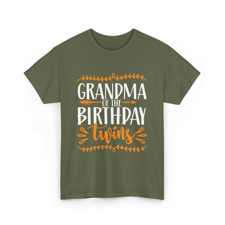 Grandma of the Twins Birthday T-Shirt - Military Green