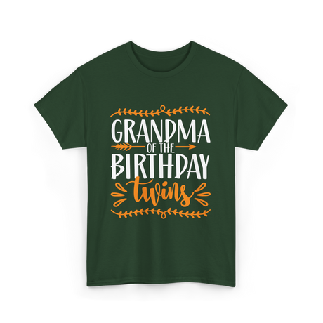 Grandma of the Twins Birthday T-Shirt - Forest Green