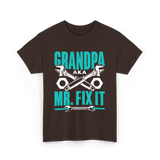 Grandpa Aka Mr Fix It Handyman T-Shirt - Dark Chocolate