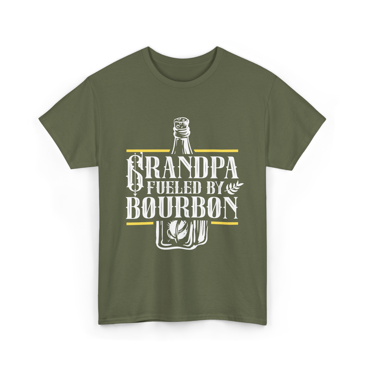 Grandpa Fueled By Bourbon Drink T-Shirt - Military Green