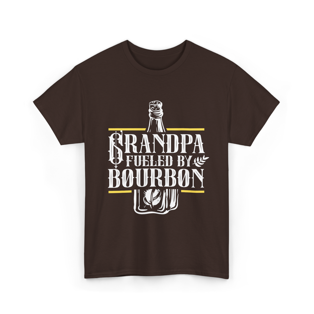 Grandpa Fueled By Bourbon Drink T-Shirt - Dark Chocolate