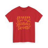 Grandpa Of The Birthday Twins Grandpa T-Shirt - Red