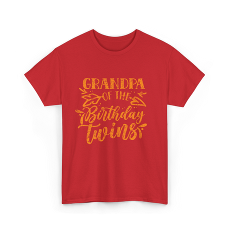 Grandpa Of The Birthday Twins Grandpa T-Shirt - Red