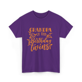 Grandpa Of The Birthday Twins Grandpa T-Shirt - Purple