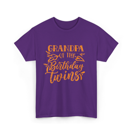 Grandpa Of The Birthday Twins Grandpa T-Shirt - Purple