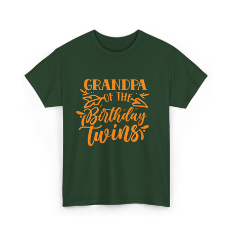 Grandpa of the Birthday Twins Grandpa T-Shirt - Forest Green