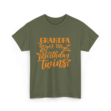 Grandpa of the Birthday Twins Grandpa T-Shirt - Military Green