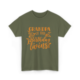 Grandpa Of The Birthday Twins Grandpa T-Shirt - Military Green