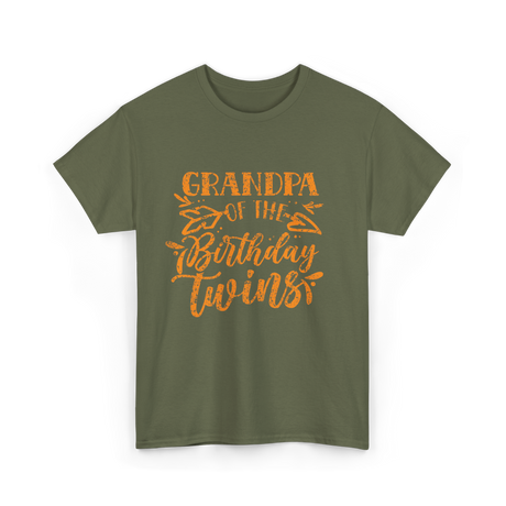 Grandpa Of The Birthday Twins Grandpa T-Shirt - Military Green