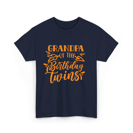 Grandpa of the Birthday Twins Grandpa T-Shirt - Navy