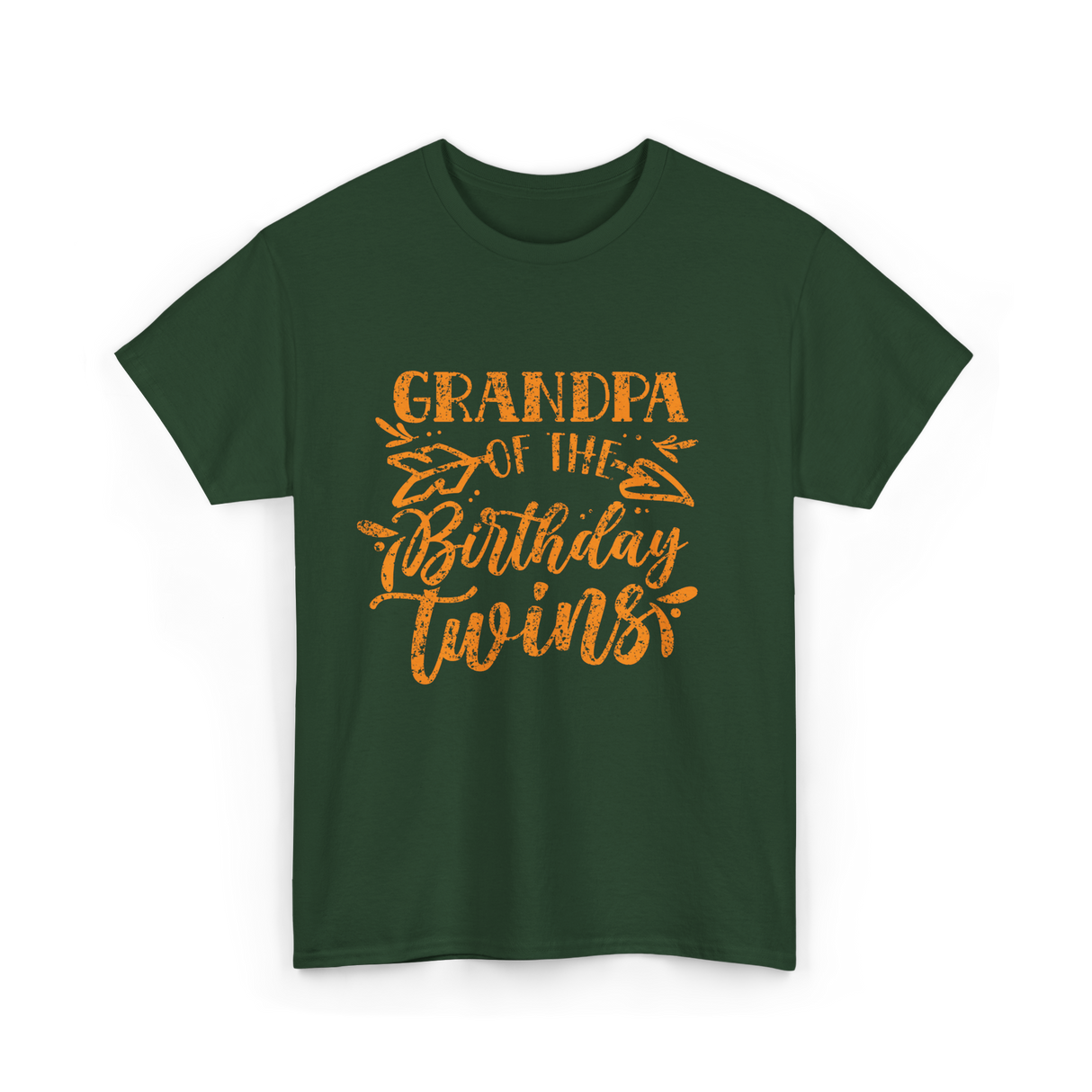 Grandpa Of The Birthday Twins Grandpa T-Shirt - Forest Green