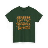 Grandpa Of The Birthday Twins Grandpa T-Shirt - Forest Green