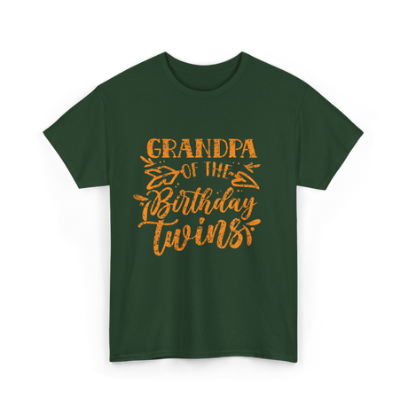 Grandpa Of The Birthday Twins Grandpa T-Shirt - Forest Green