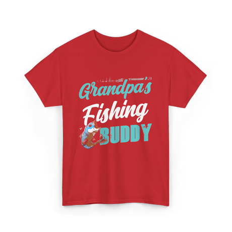 Grandpa's Fishing Buddy Fishing T-Shirt - Red