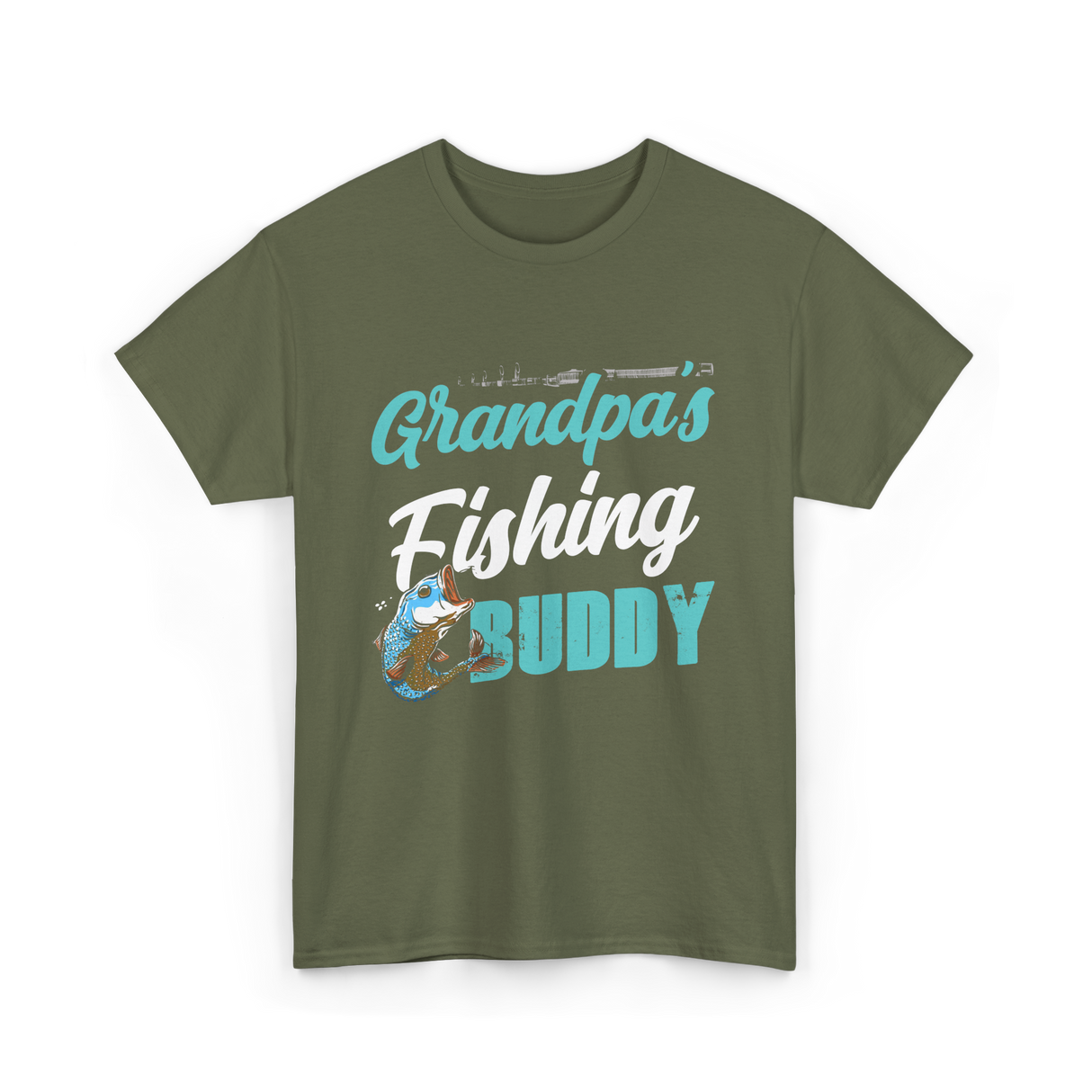 Grandpa's Fishing Buddy Fishing T-Shirt - Military Green