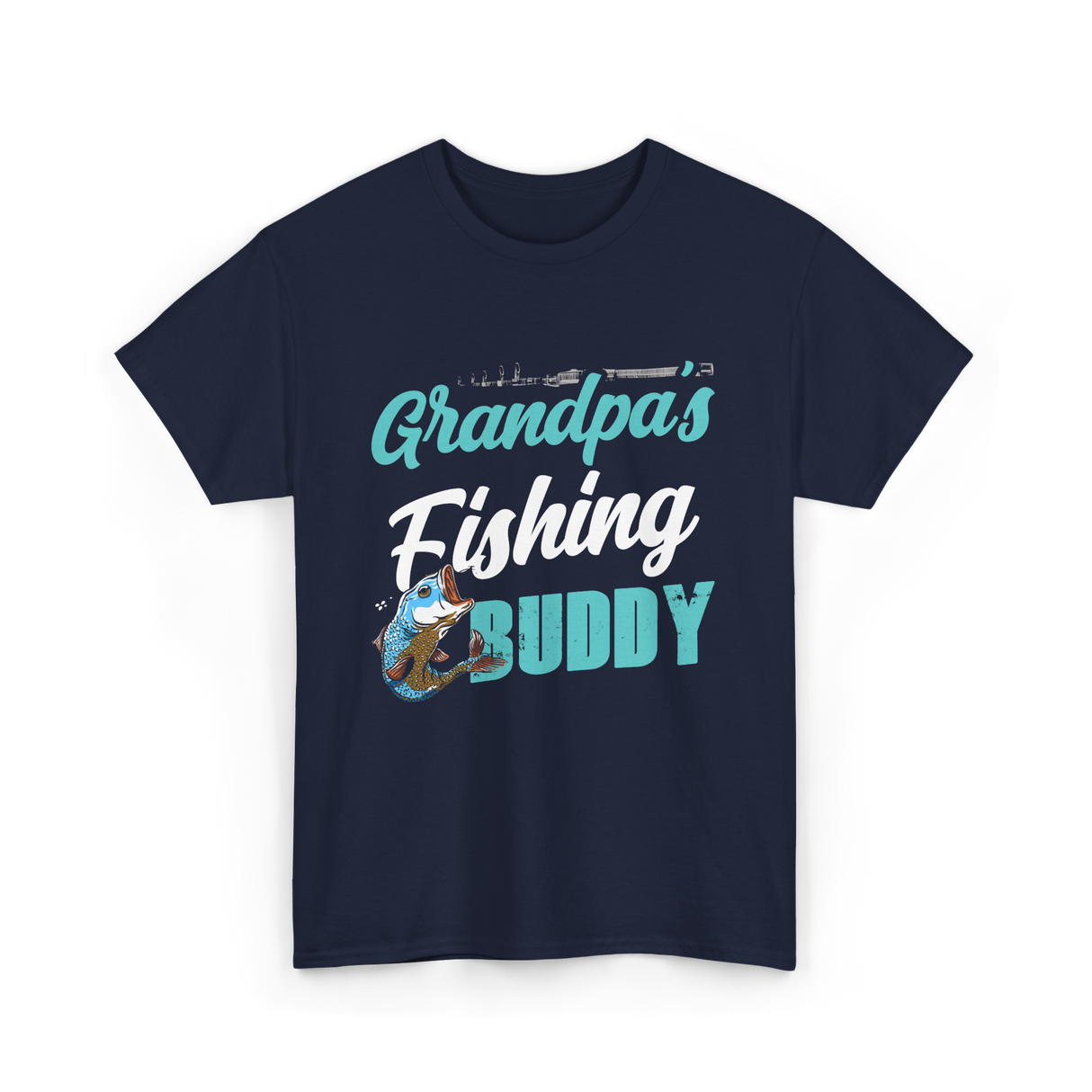 Grandpa's Fishing Buddy Fishing T-Shirt - Navy