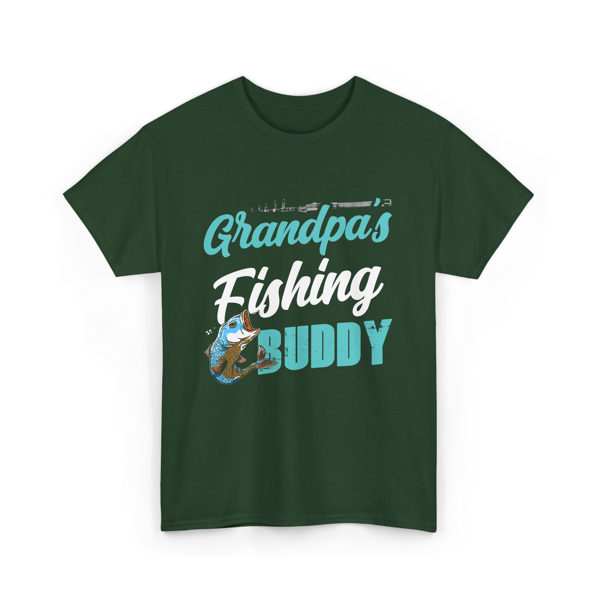 Grandpa's Fishing Buddy Fishing T-Shirt - Forest Green