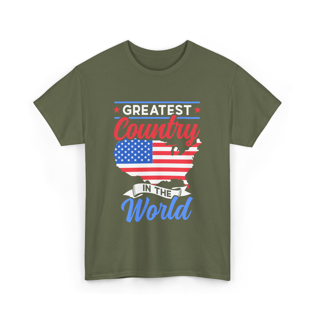 Greatest Country World America T-Shirt - Military Green