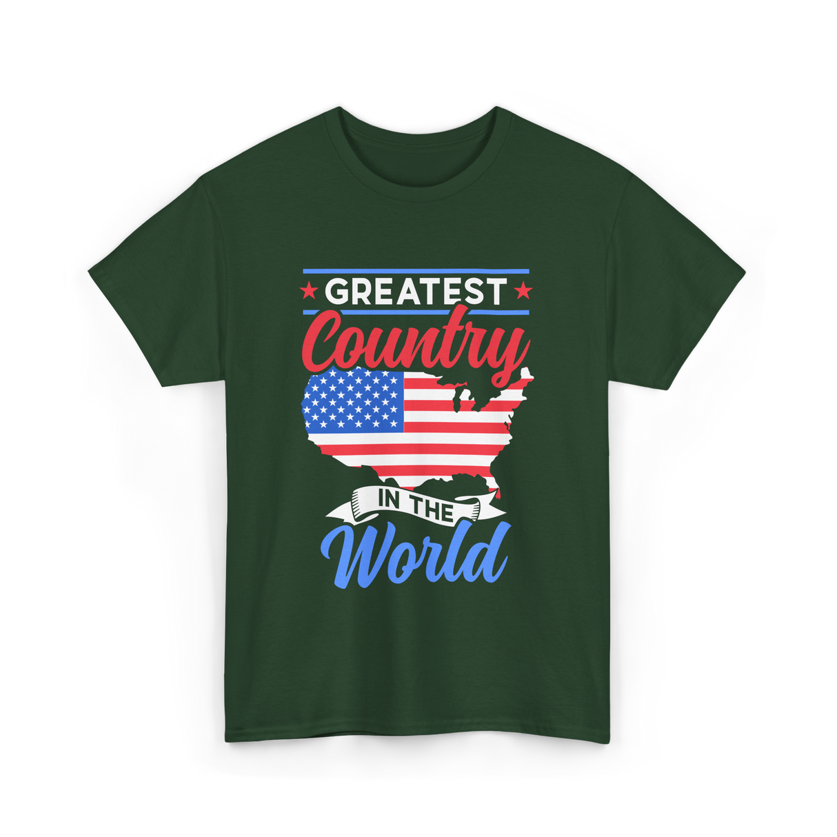 Greatest Country World America T-Shirt - Forest Green