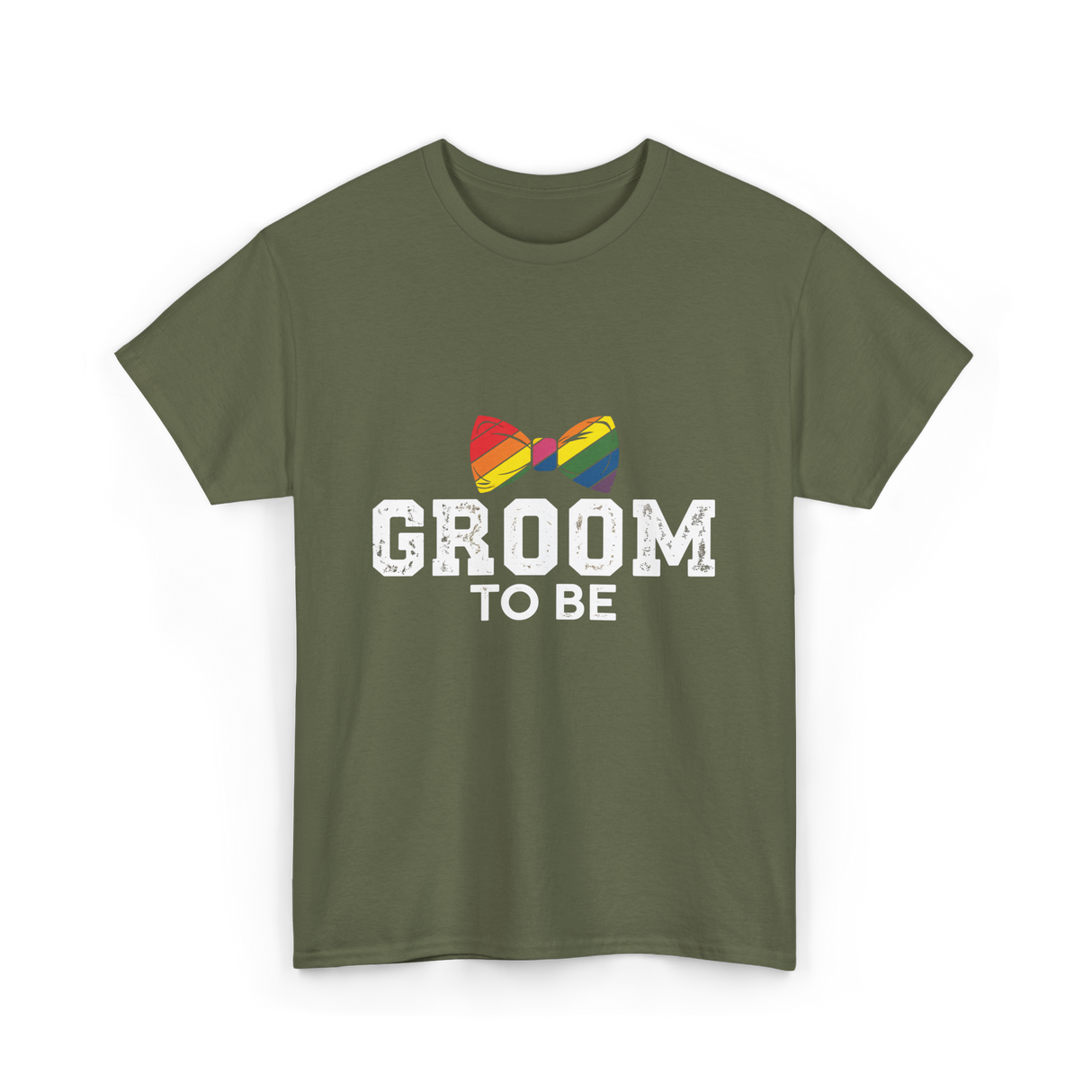 Groom To Be LGBT Wedding T-Shirt - Military Green