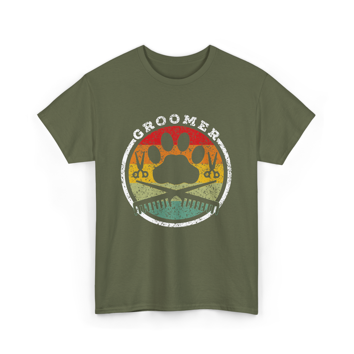 Groomer Dog Grooming T-Shirt - Military Green