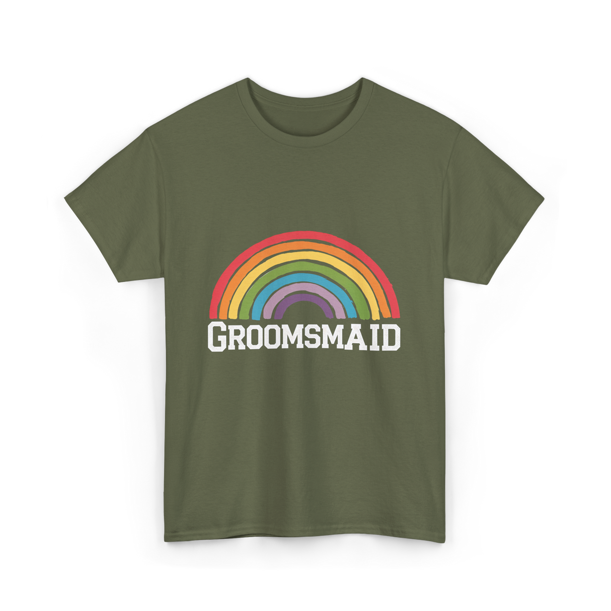 Groomsmaid Rainbow Celebration T-Shirt - Military Green