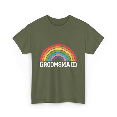 Groomsmaid Rainbow Celebration T-Shirt - Military Green