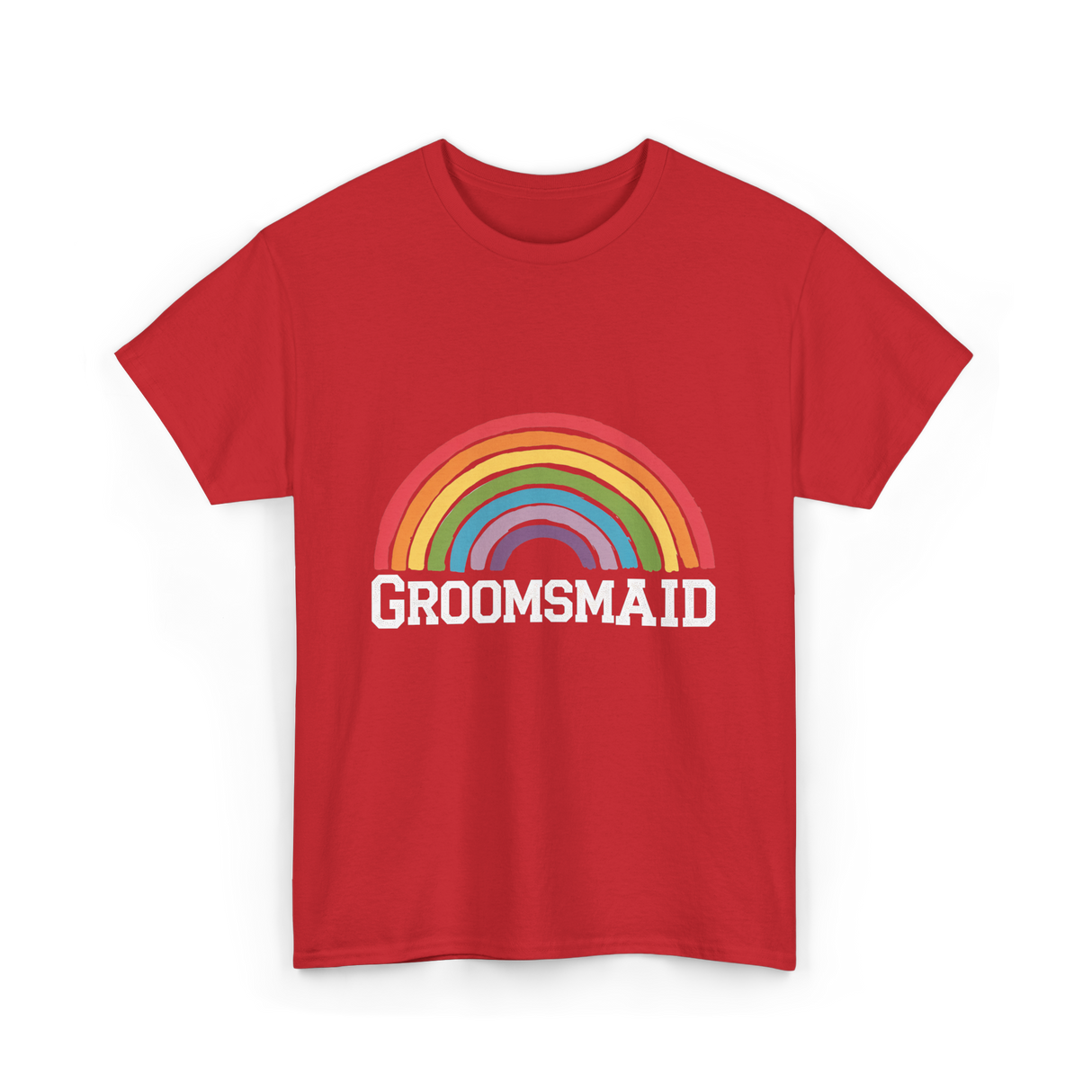 Groomsmaid Rainbow Celebration T-Shirt - Red