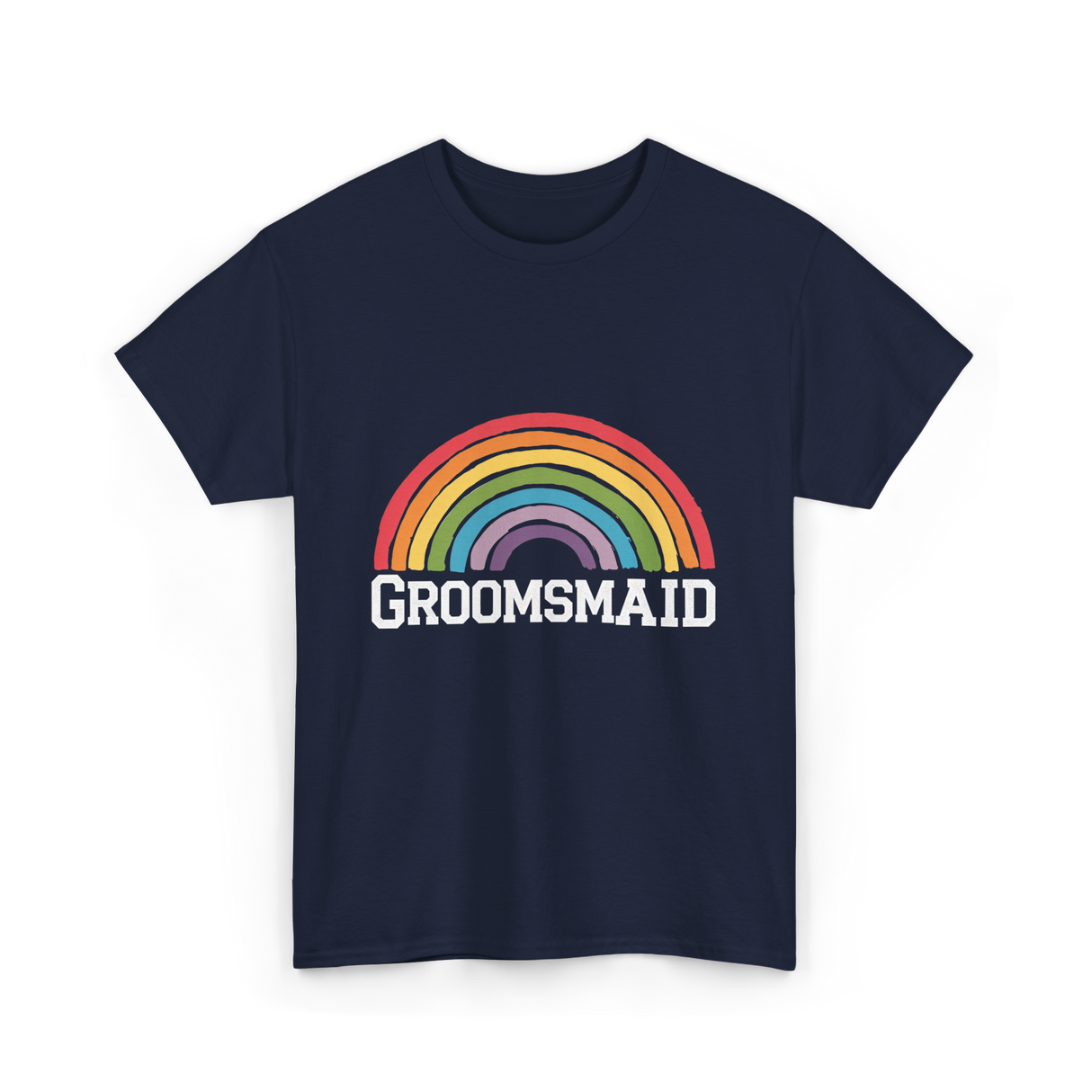 Groomsmaid Rainbow Celebration T-Shirt - Navy