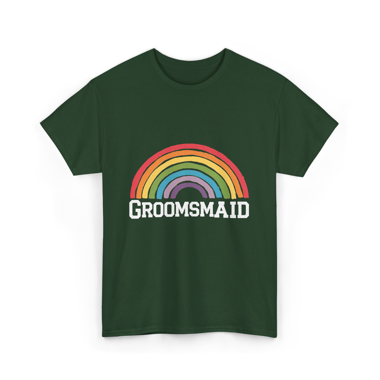 Groomsmaid Rainbow Celebration T-Shirt - Forest Green