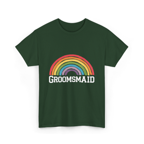 Groomsmaid Rainbow Celebration T-Shirt - Forest Green