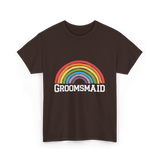 Groomsmaid Rainbow Celebration T-Shirt - Dark Chocolate