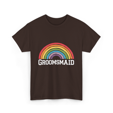 Groomsmaid Rainbow Celebration T-Shirt - Dark Chocolate