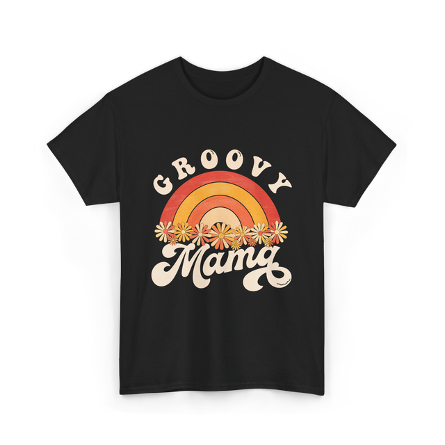 Groovy Mama Rainbow Flowers Mom T-Shirt - Black