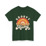 Groovy Mama Rainbow Flowers Mom T-Shirt - Forest Green