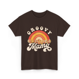 Groovy Mama Rainbow Flowers Mom T-Shirt - Dark Chocolate