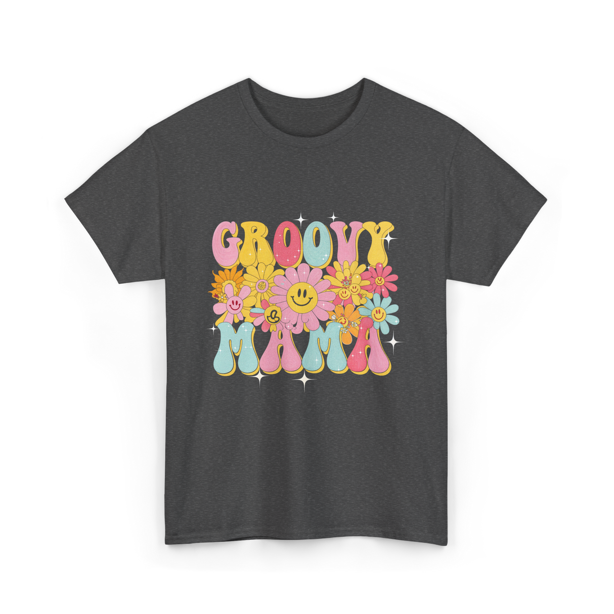 Groovy Mama Retro Mom T-Shirt - Dark Heather