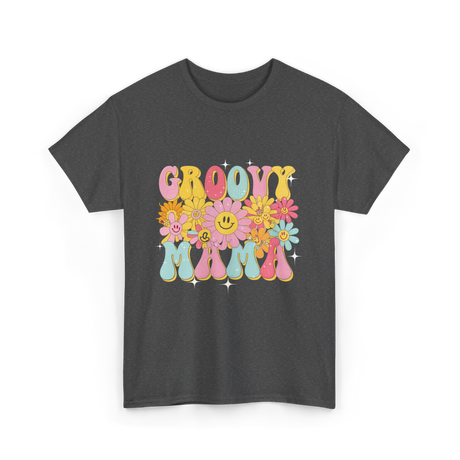 Groovy Mama Retro Mom T-Shirt - Dark Heather