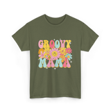 Groovy Mama Retro Mom T-Shirt - Military Green