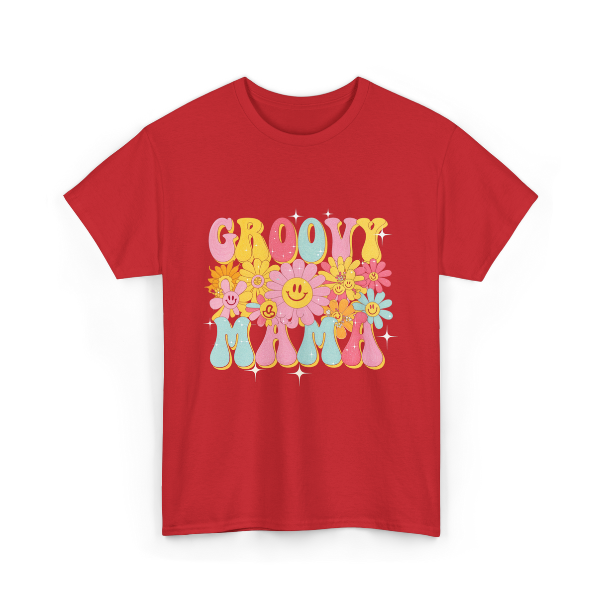 Groovy Mama Retro Mom T-Shirt - Red