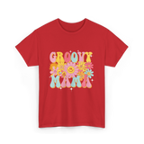 Groovy Mama Retro Mom T-Shirt - Red