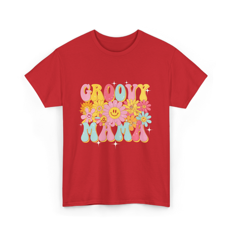 Groovy Mama Retro Mom T-Shirt - Red