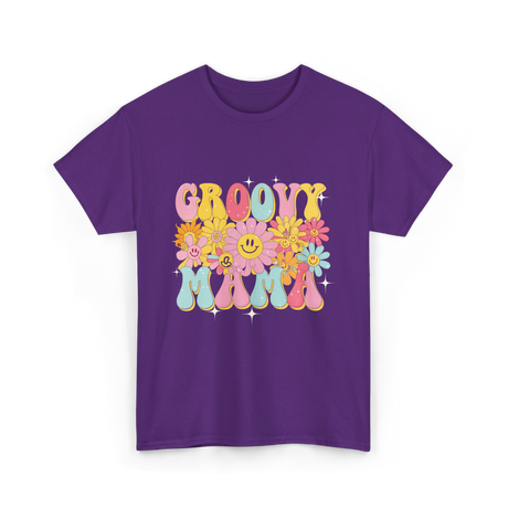 Groovy Mama Retro Mom T-Shirt - Purple