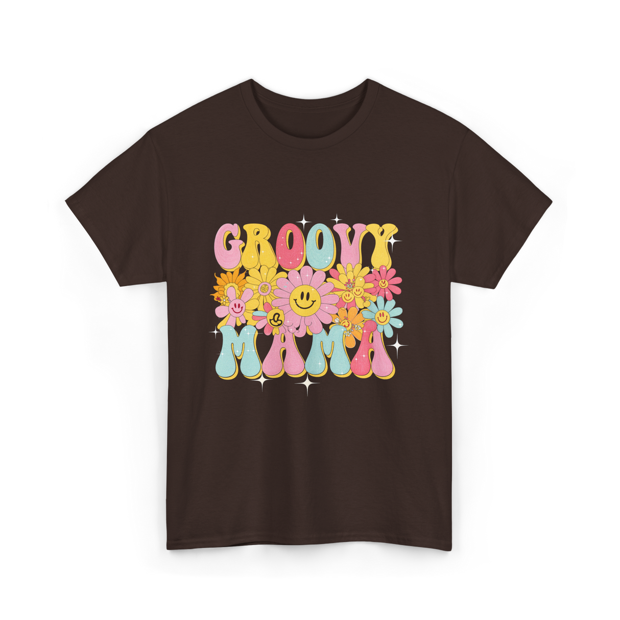 Groovy Mama Retro Mom T-Shirt - Dark Chocolate