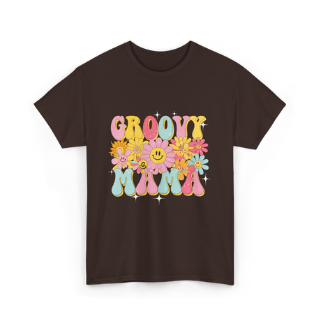 Groovy Mama Retro Mom T-Shirt - Dark Chocolate